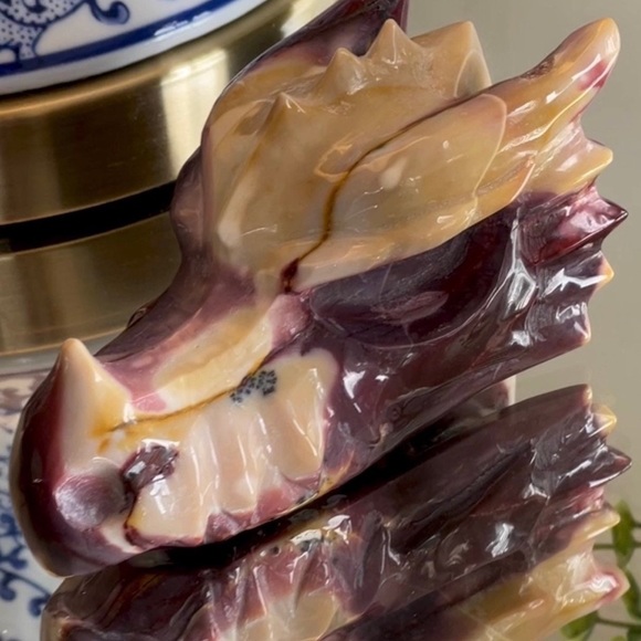 Mookite Jasper Crystal Dragon Skull Head - Picture 4 of 8